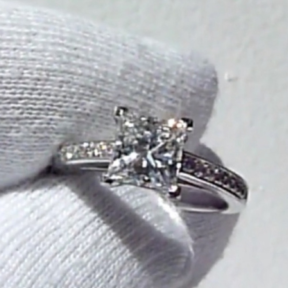 Princess Cut Silver Ring - Picture 4 of 5